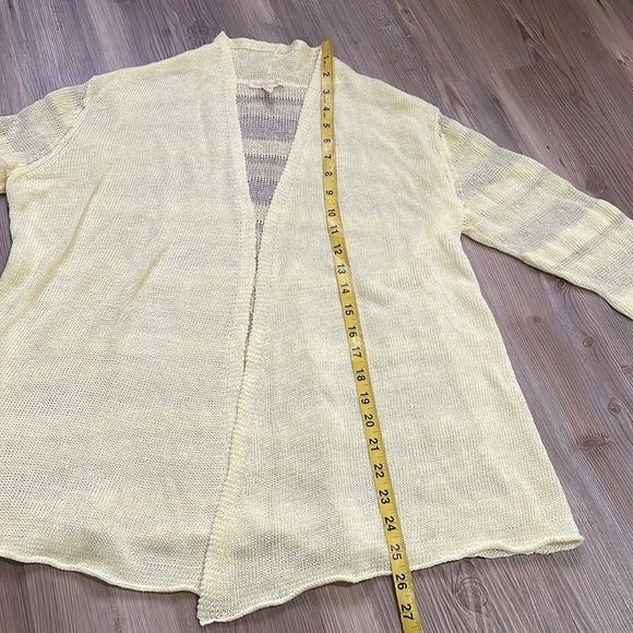 Eileen Fisher Straight Linen Open Cardigan Daisy Pale yellow Loose weave Size M - Picture 7 of 12